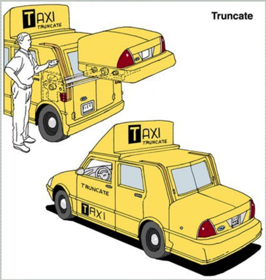 TRUNCATE: When the roof trunk is lowered, the taxi looks like a passenger sedan.
